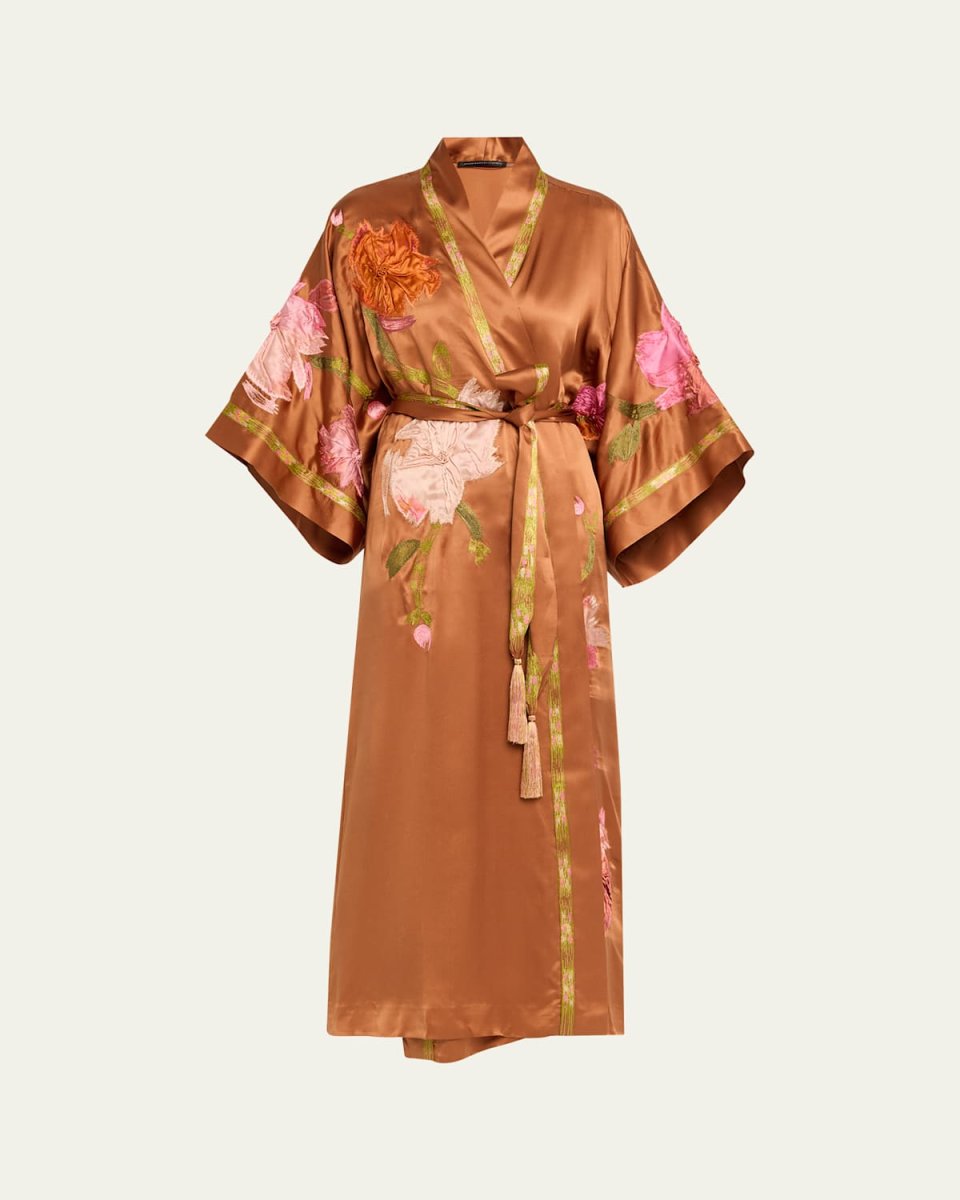 Couture Brushstroke Embroidered Silk Rob